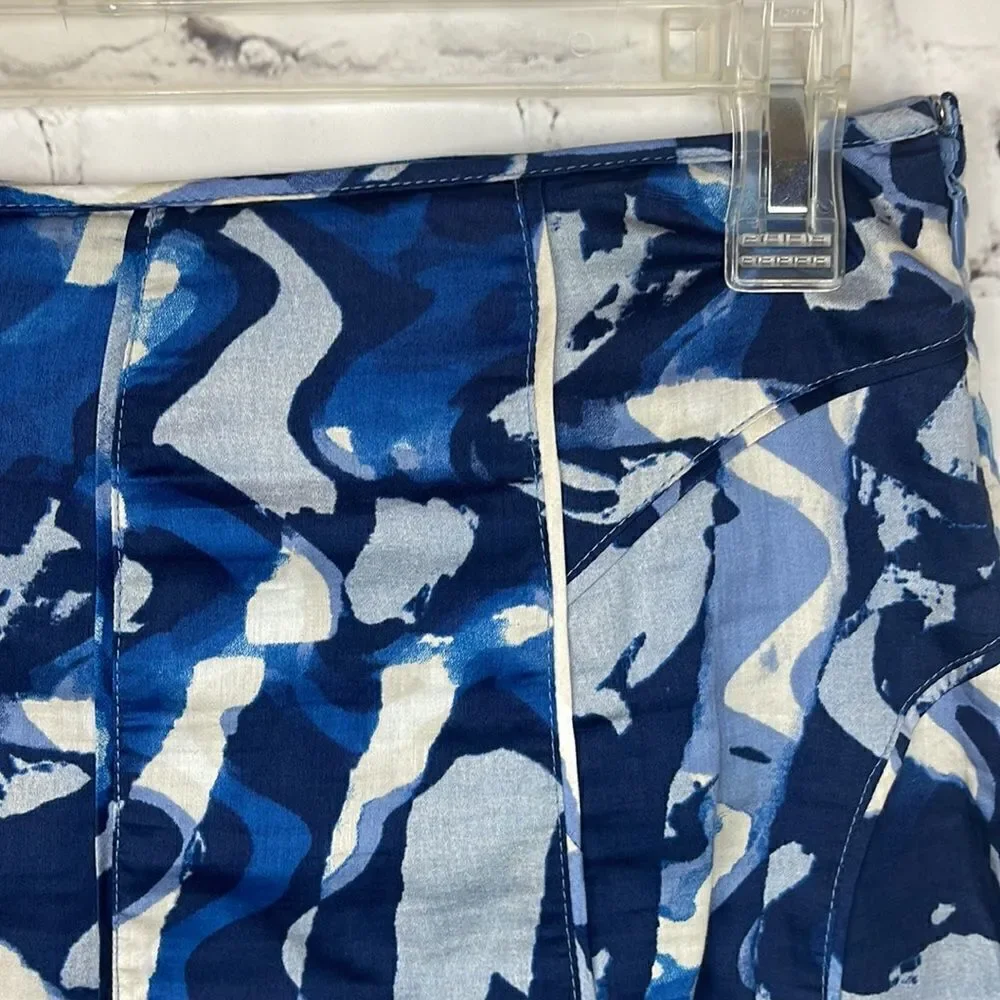 Ann Taylor Blue and White A-Line Flair Skirt Size 2